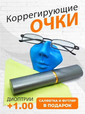 Готовые очки для чтения с футляром +1.00 (серый)